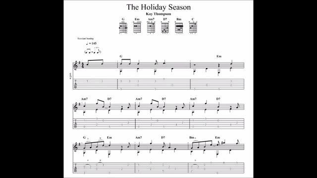 Kay Thompson: The Holiday Season with tablature/sheet music for solo fingerstyle guitar смотреть онлайн