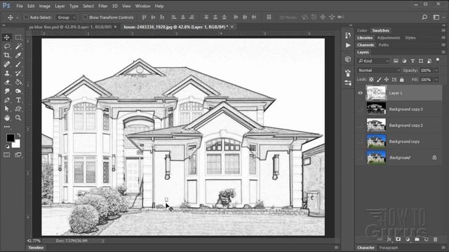How You Can Make an Architecture Render Blue Line Drawing Effect in Photoshop CC смотреть онлайн