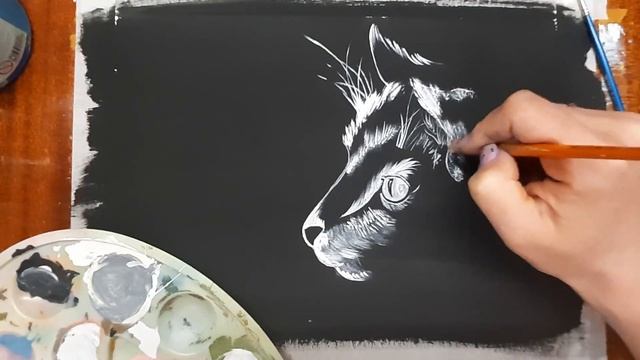 Как нарисовать кота и мышку. Рисуем гуашью. Правополушарное рисование. смотреть онлайн