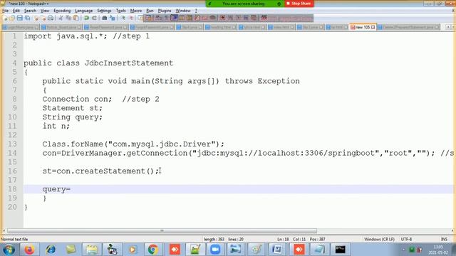 Java - Jdbc(Sample Cope - Insert a Record using Statement interface) смотреть онлайн