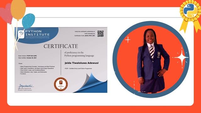 Congratulations Jeida: Python Certified Entry Exam PCEP 30-01 смотреть онлайн