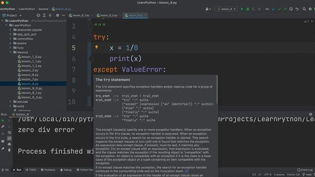 Python Control Flow - try except clause (part 3) смотреть онлайн