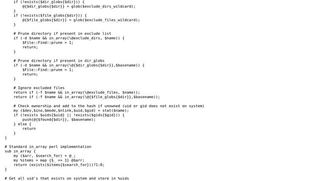 How can I further optimize this Perl script for finding all unowned files and directories on Unix? смотреть онлайн
