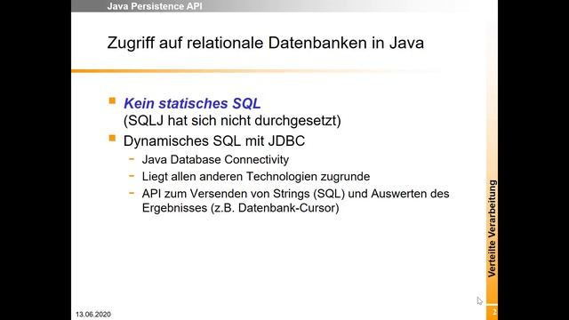 Woche 10 (1): Java Persistenz - Erster Überblick смотреть онлайн