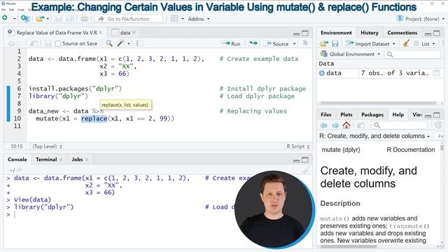 Replace Value of Data Frame Variable Using dplyr Package in R (Example) | mutate & replace Function смотреть онлайн
