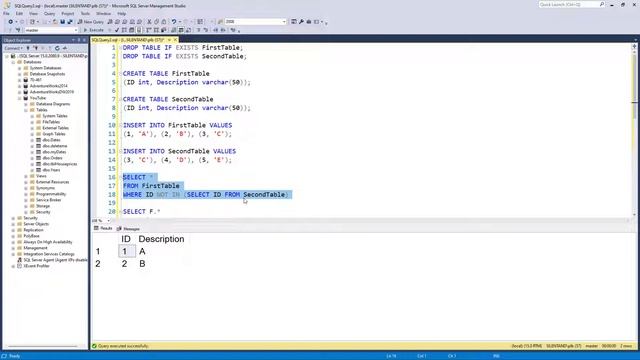Practice Activity: What rows in an SQL Server table are not included in a second table? смотреть онлайн