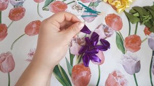 Букет крокусов из атласных лент