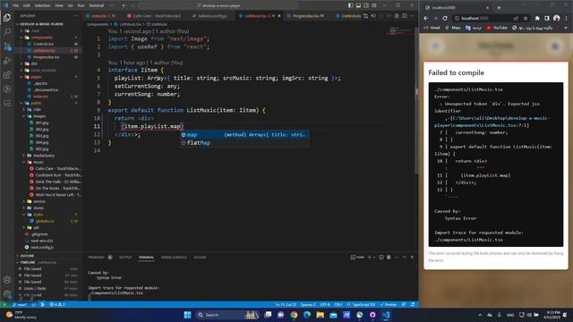develop a music player with react , next.js , typescript , tailwind смотреть онлайн