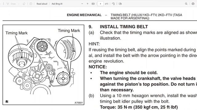 Replace Timing Belt Toyota Hilux 1KD FTV 2KD FTV MK6