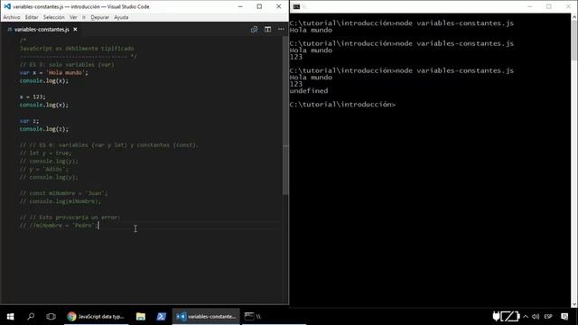 02 JavaScript y Node js Variables y constantes смотреть онлайн