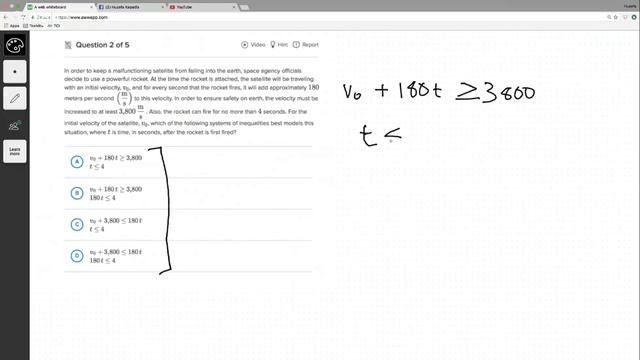 SAT Khan Academy Solving Linear Inequalities Word Problems смотреть онлайн