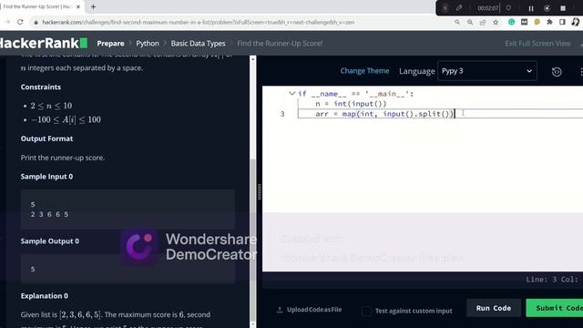 Hackerrank on python with Runner Up score смотреть онлайн