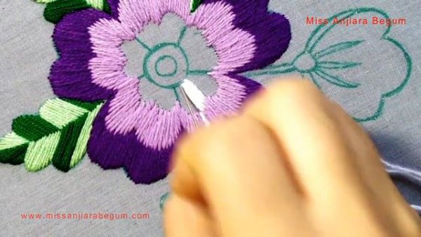 Three Layers Shade Embroidery, Hand Embroidery Purple Flower, New Embroidery Design,Stitching-175