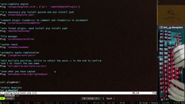ASMR Programming - building nvim as python IDE - no talking смотреть онлайн