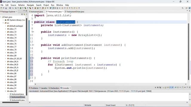 Java 92: Print the content of an ArrayList using the foreach (enhanced for loop) смотреть онлайн