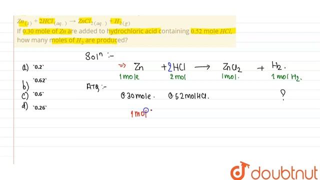 Zinc and hydrochloric acid react according to the reaction: Zn_((s))+2HCl_((aq.))rarr ZnCl_(2(aq... смотреть онлайн