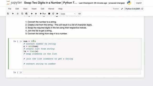 Swap Two Digits in a Number in Python | Python Tutorial смотреть онлайн