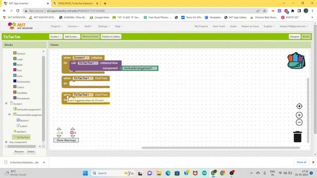 TicTacToe GAME IN MIT APP INVENTOR (VERY EASY TO MAKE) - 0CODING