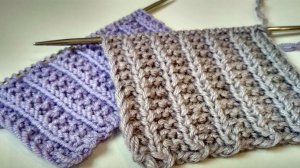 Двухсторонний узор спицами для шарфа. Легкий узор из одного ряда