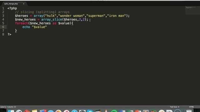PHP & MySQL Tutorial 31 - Slicing (splitting) and merging arrays in PHP смотреть онлайн