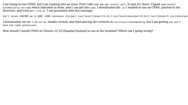 Ubuntu: Trying to install CPAN смотреть онлайн
