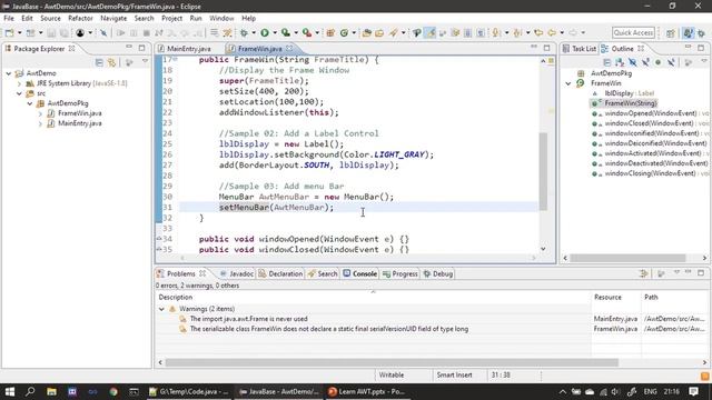 29 Java AWT Creating Menu bar, Menu and MenuItems смотреть онлайн