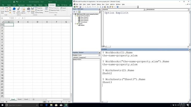 Excel Visual Basic Editor - Excel Object Model - Name Property on Workbook and Worksheet Objects смотреть онлайн