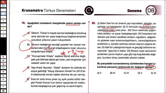 LİMİT KRONOMETRE TÜRKÇE DENEMESİ 8 - TÜRKÇEHANE