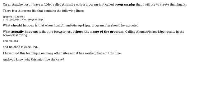 htaccess redirect of 404 error just prints filename, doesn't execute file смотреть онлайн
