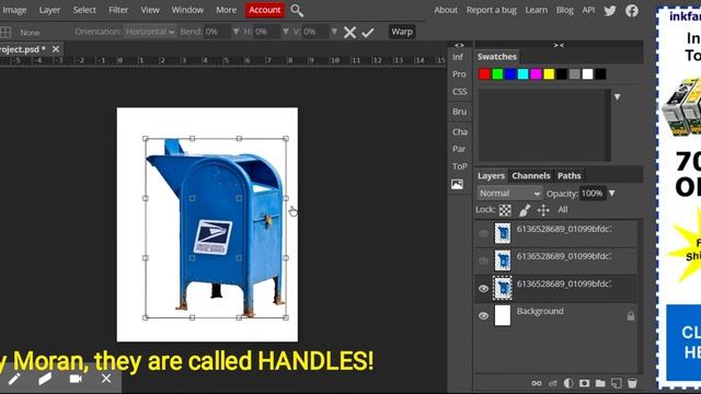 Photopea  Distort Perspective Warp Tools