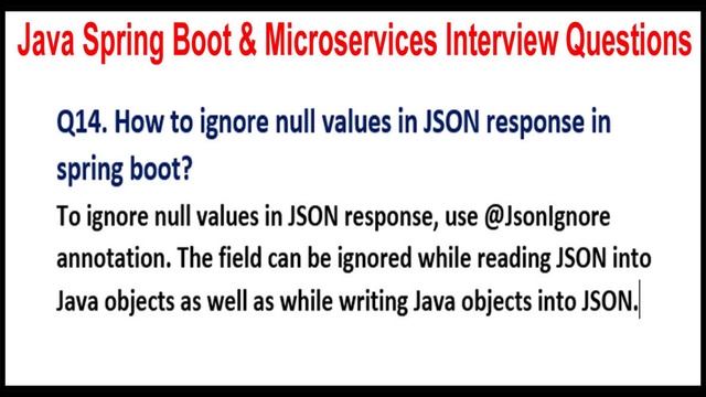 Java Spring Boot & Microservices | Q14. How to ignore null values in JSON response in spring boot? смотреть онлайн
