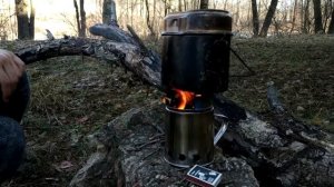 Пиролизная печь   щепочница  Тест на природе