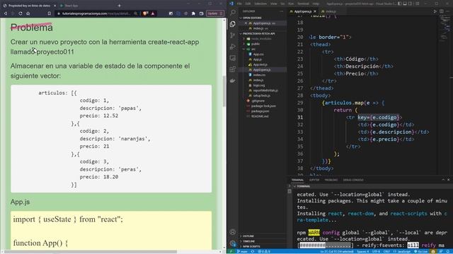 React Curso: 44 Aplicar el Concepto de Propiedad key en Listas de Datos para Operaciones CRUD смотреть онлайн