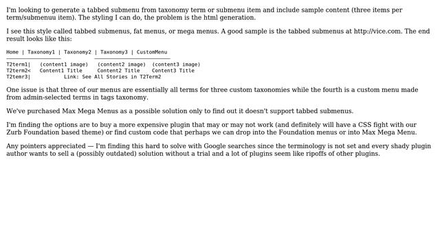 Wordpress: Generate a tabbed submenu from taxonomy term or submenu item with sample content смотреть онлайн