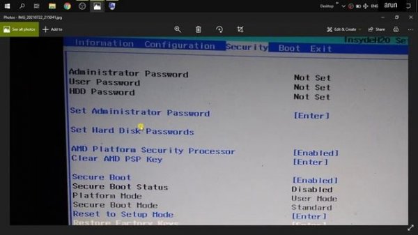 Enable secure boot status in lenovo | Not secure boot | Simple Bios setting