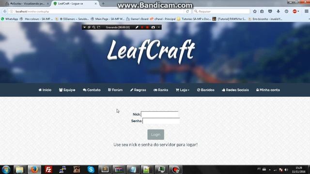 Site LeafCraft - Página de login смотреть онлайн