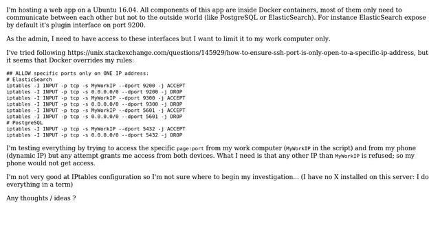 Unix & Linux: IPTables - Allow Docker port forwarding only for specific IP address (2 Solutions!!) смотреть онлайн