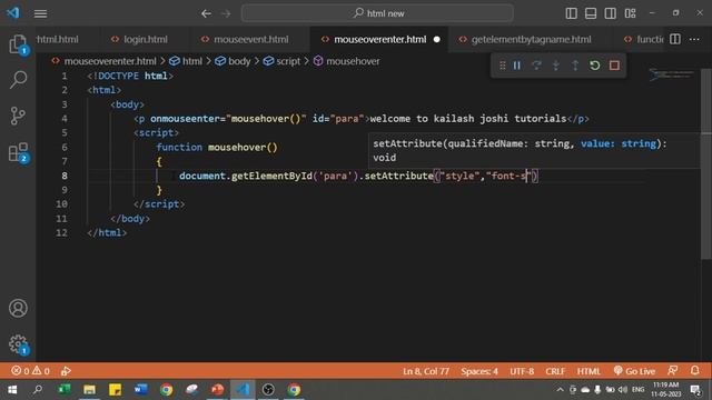 Mousehover and Mouse Out event in JavaScript | Events in JS | JavaScript Tutorial in Hindi Part 51 смотреть онлайн