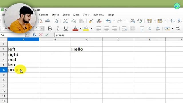 Text Functions, Left, Right, Mid, Len, Proper, Rept, Lower, Upper, Libre office Calc. смотреть онлайн