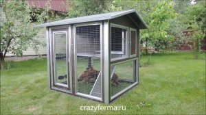 Утепленный отапливаемый уличный курятник с выгулом "Мечта" на 8-10 кур