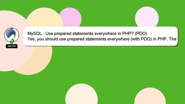 MySQL : Use prepared statements everywhere in PHP? (PDO) смотреть онлайн