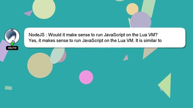 NodeJS : Would it make sense to run JavaScript on the Lua VM? смотреть онлайн
