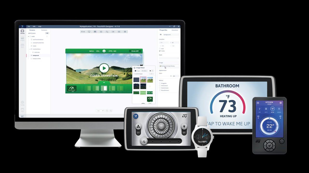 STM32. Урок 25.  TouchGFX. Делаем рабочую интерактивную кнопку на дисплее