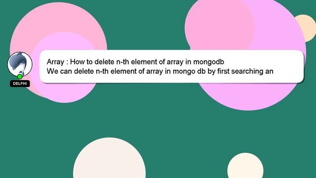 Array : How to delete n-th element of array in mongodb смотреть онлайн
