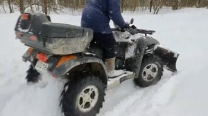 Чистка снега квадроциклом CF MOTO X6 625CC