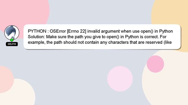 PYTHON : OSError [Errno 22] invalid argument when use open() in Python смотреть онлайн