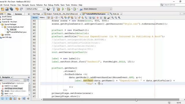 JavaFX 8 Tutorial 58 - Pie Chart and Mouse Event Handler смотреть онлайн