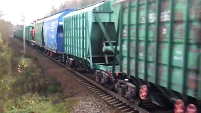 ВЛ10У-703 с грузовым поездом (пл. 52 км) смотреть онлайн