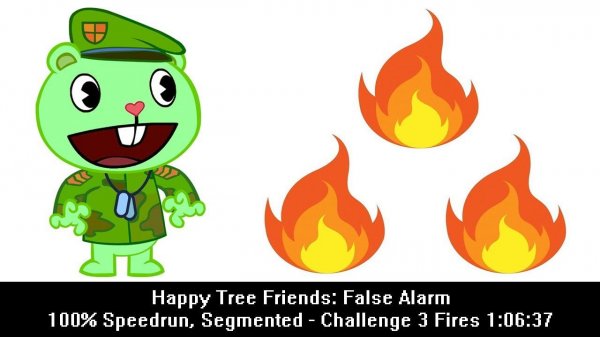 [Спидран] Happy Tree Friends: False Alarm 100% Speedrun, Segmented - Challenge 3 Fires 1:06:37