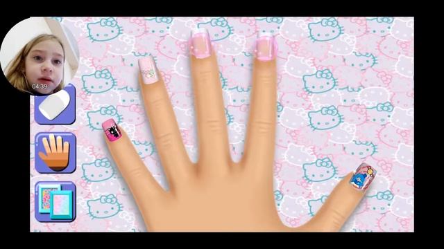 Nail Salon Hello Kitty. Делаем ногти вместе с кошечкой Хэллоу Китти.Красивый детский маникюр смотреть онлайн